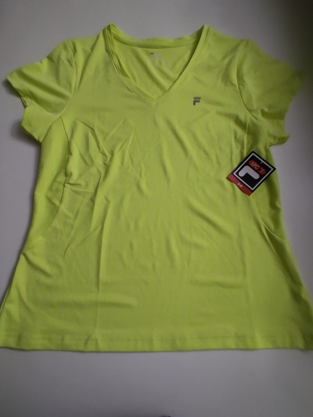Fila Sport Women's Neon Lime V-Neck Athletic Tee New Size XXL